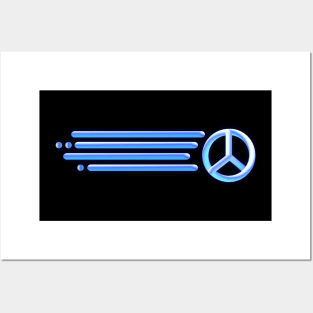 Neon Blue PEACE Posters and Art